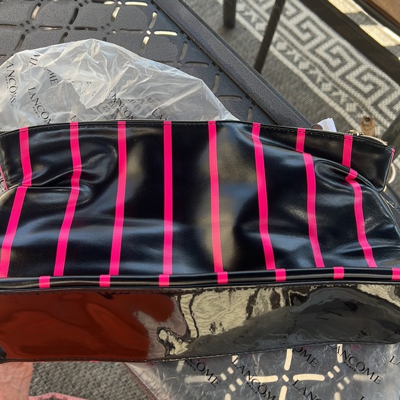 LANCOME Black with Pink Stripes Large Cosmetic Bag - Picture 8 of 11